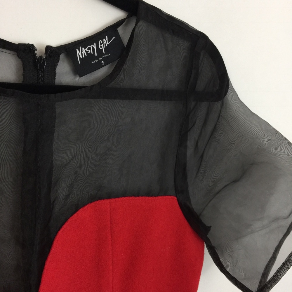 Nasty Gal Red Black Mesa Sweetheart Mini Dress - Picture 4 of 8